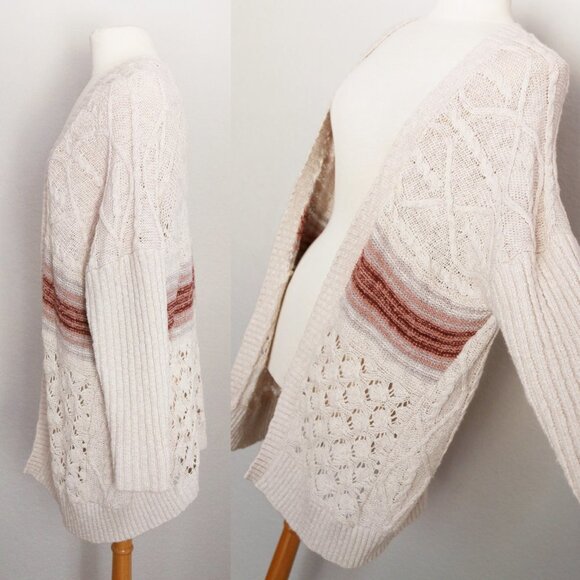 Anthropologie Pilcro Jemma Cable Open Knit Cardigan XS/S Longline Oversized $148 - Picture 7 of 16